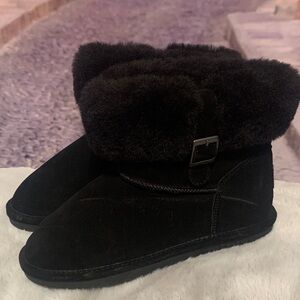 BearPaw Black Suede Winter Boots